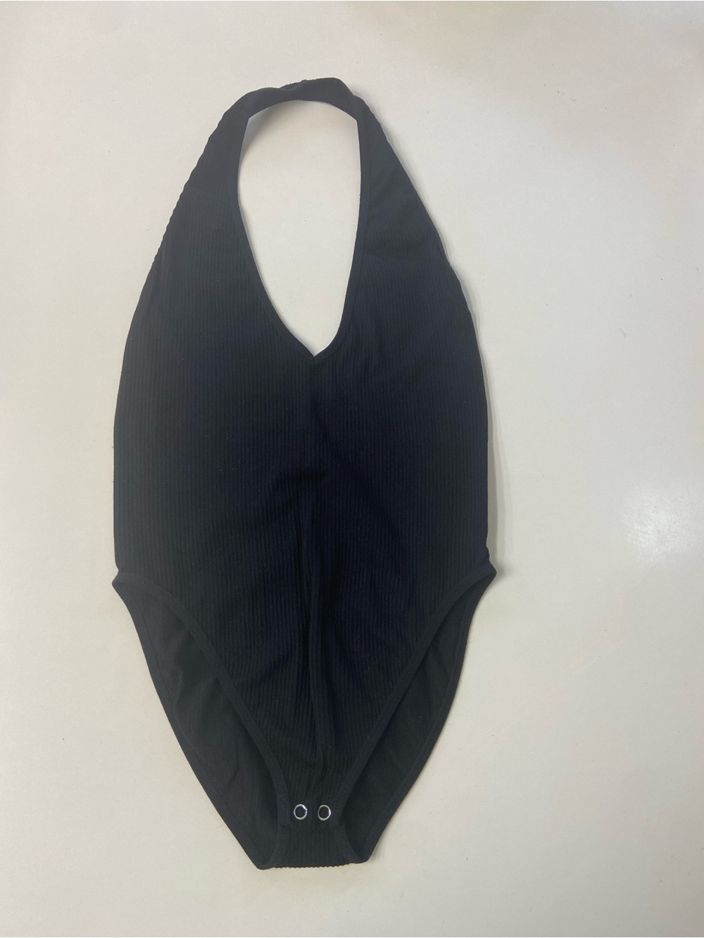 Black Ribbed Halter Neckline Bodysuit excellent condition young adult size XS/S